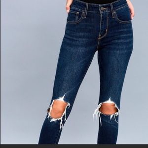 Levi 721 distressed high rise skinny jean